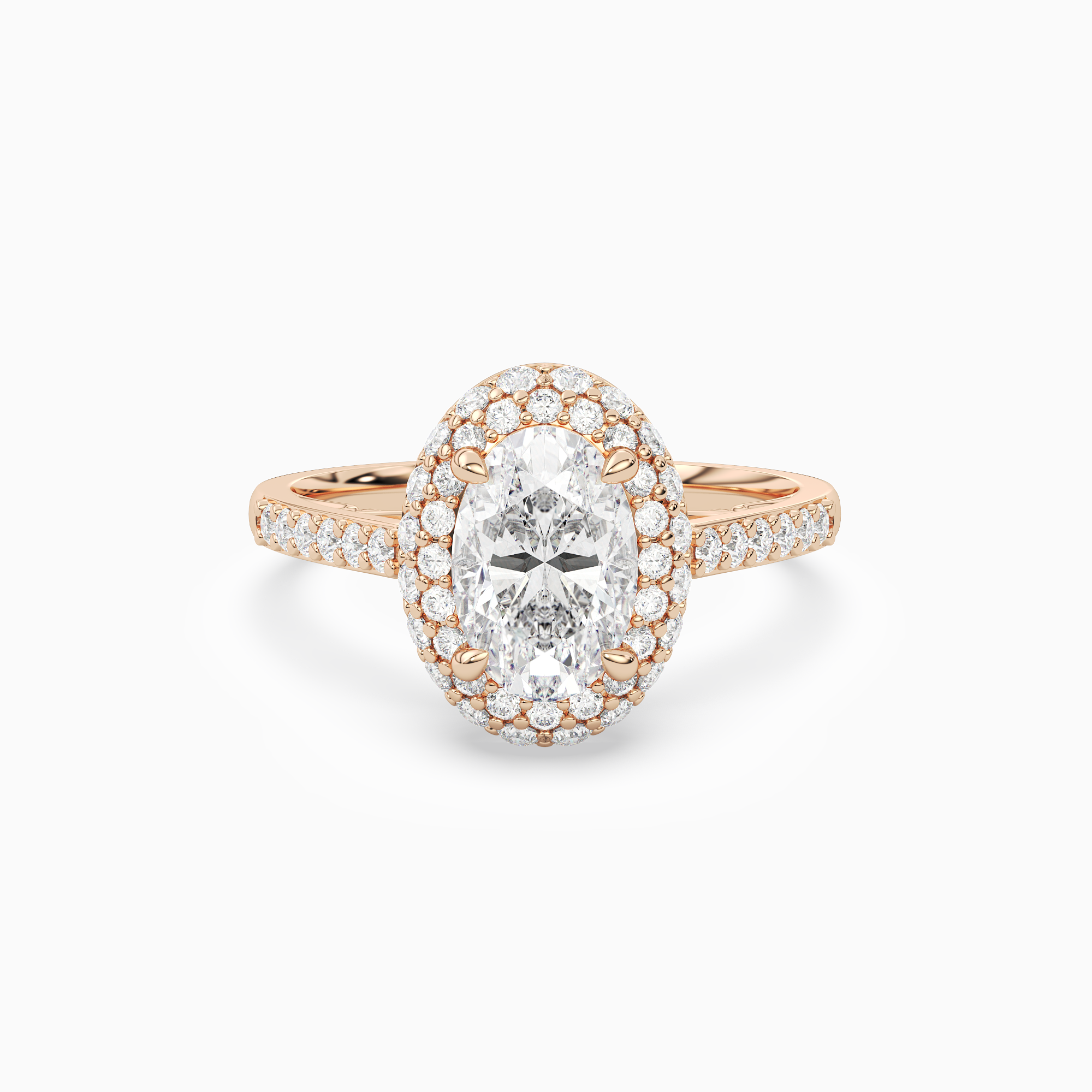 Oval Regal Halo Pavé in 14K Rose Gold main white