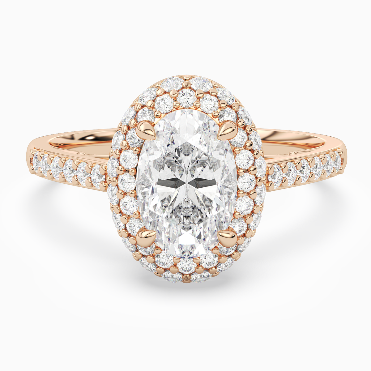 Oval Regal Halo Pavé in 14K Rose Gold main white