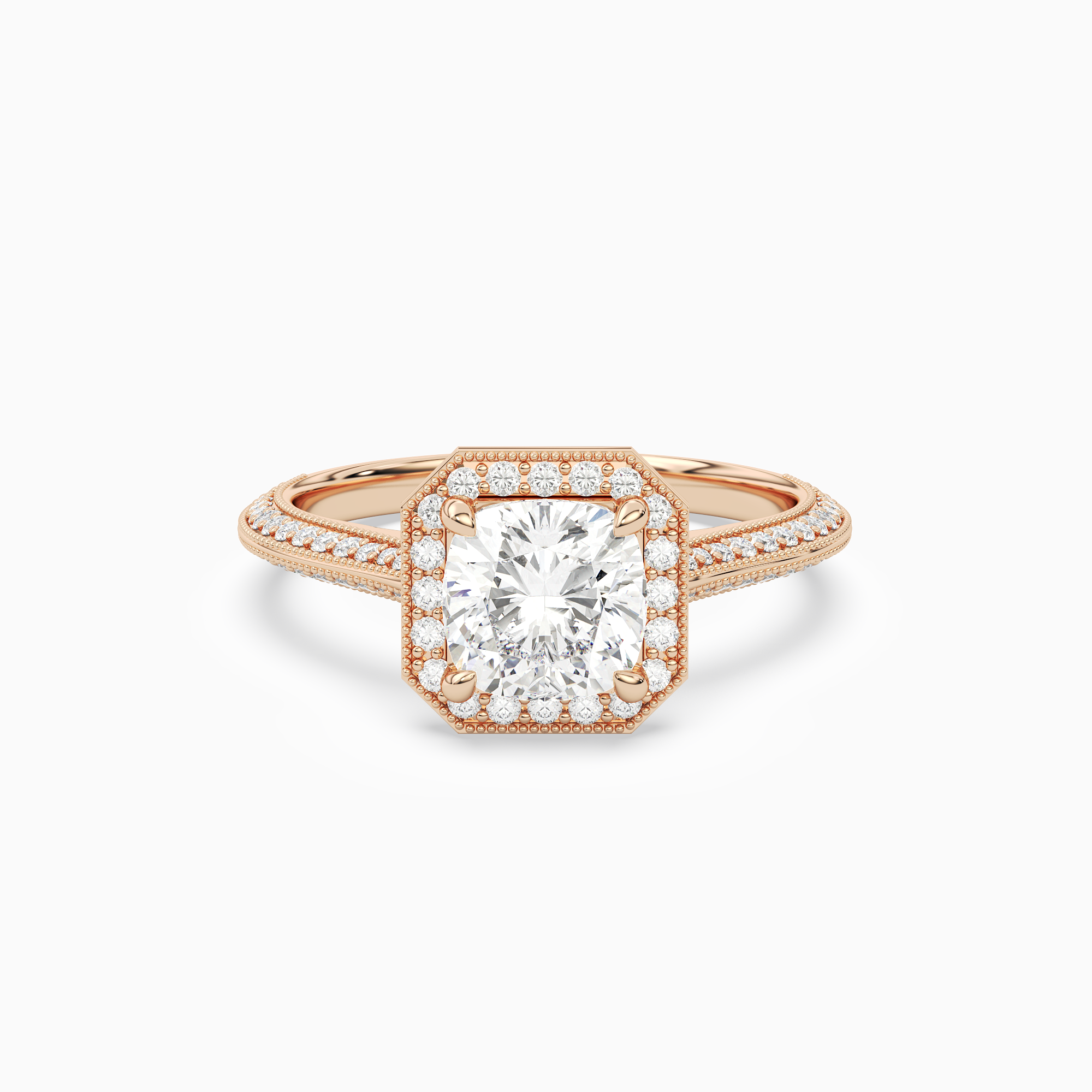 Cushion Octagon Halo in 14K Rose Gold main white