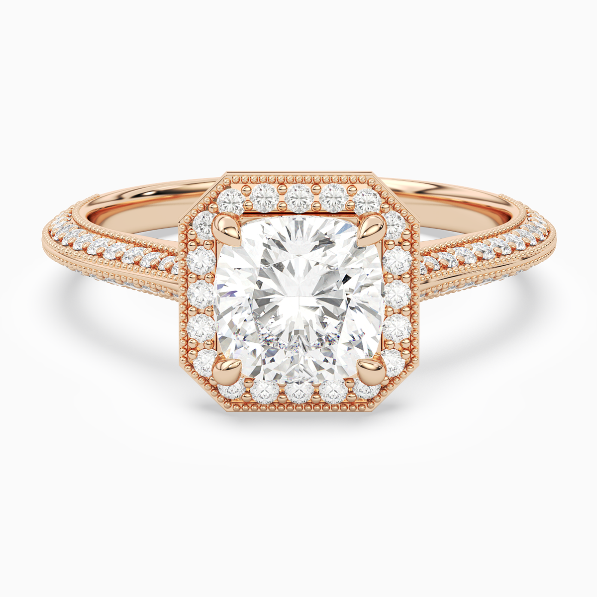 Cushion Octagon Halo in 14K Rose Gold main white