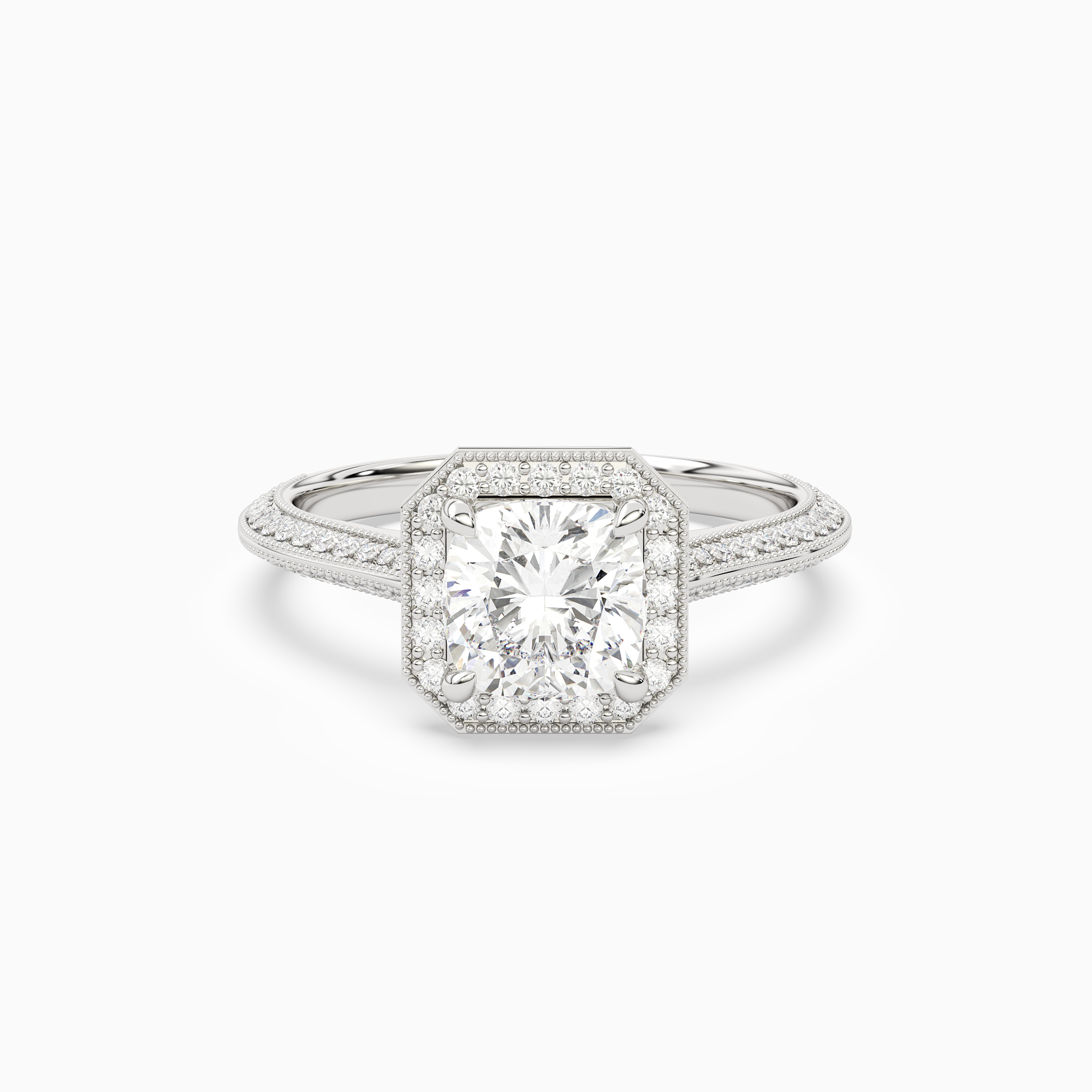 Cushion Octagon Halo in Platinum main white