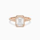 Emerald Octagon Halo in 14K Rose Gold main white