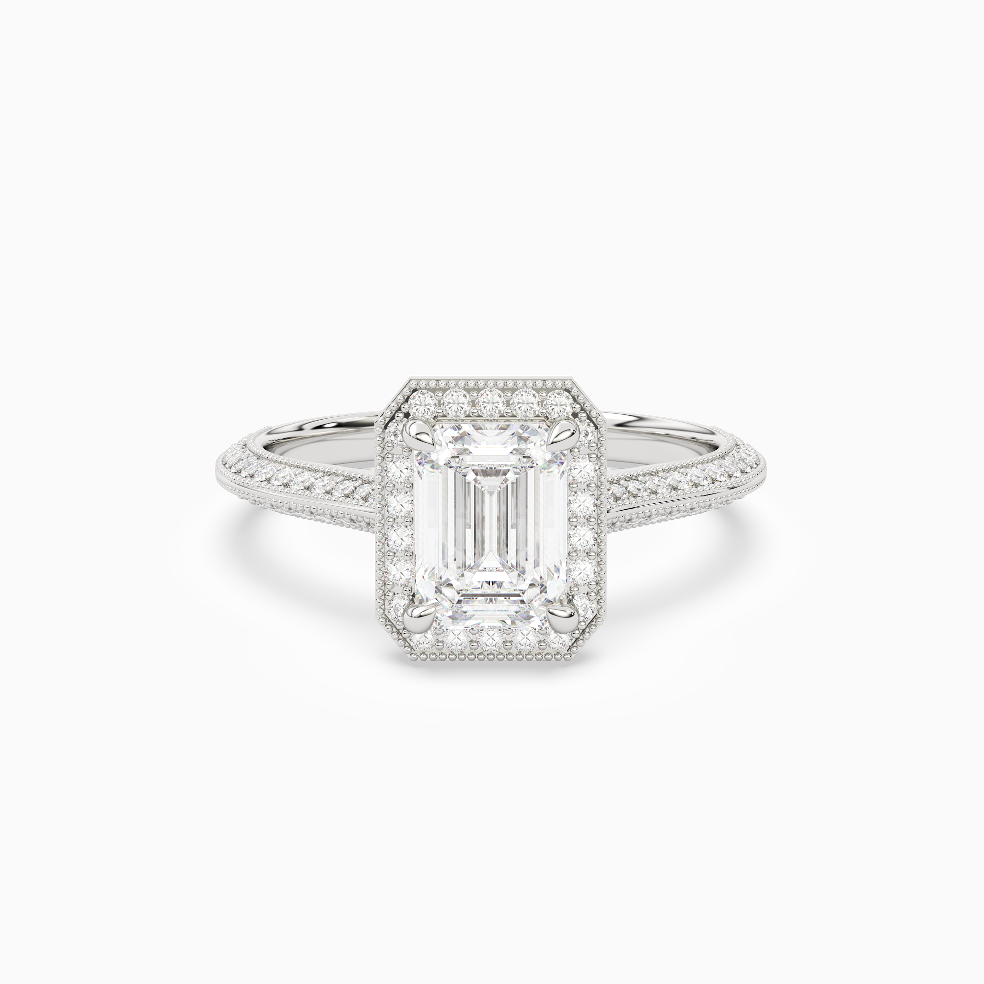 Emerald Octagon Halo in 18K White Gold main white