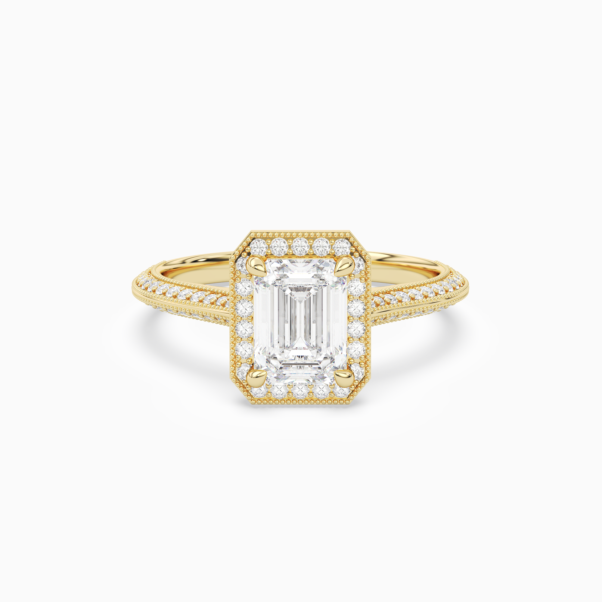 Emerald Octagon Halo in 18K Yellow Gold main white