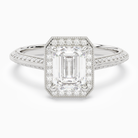 Emerald Octagon Halo in Platinum main white