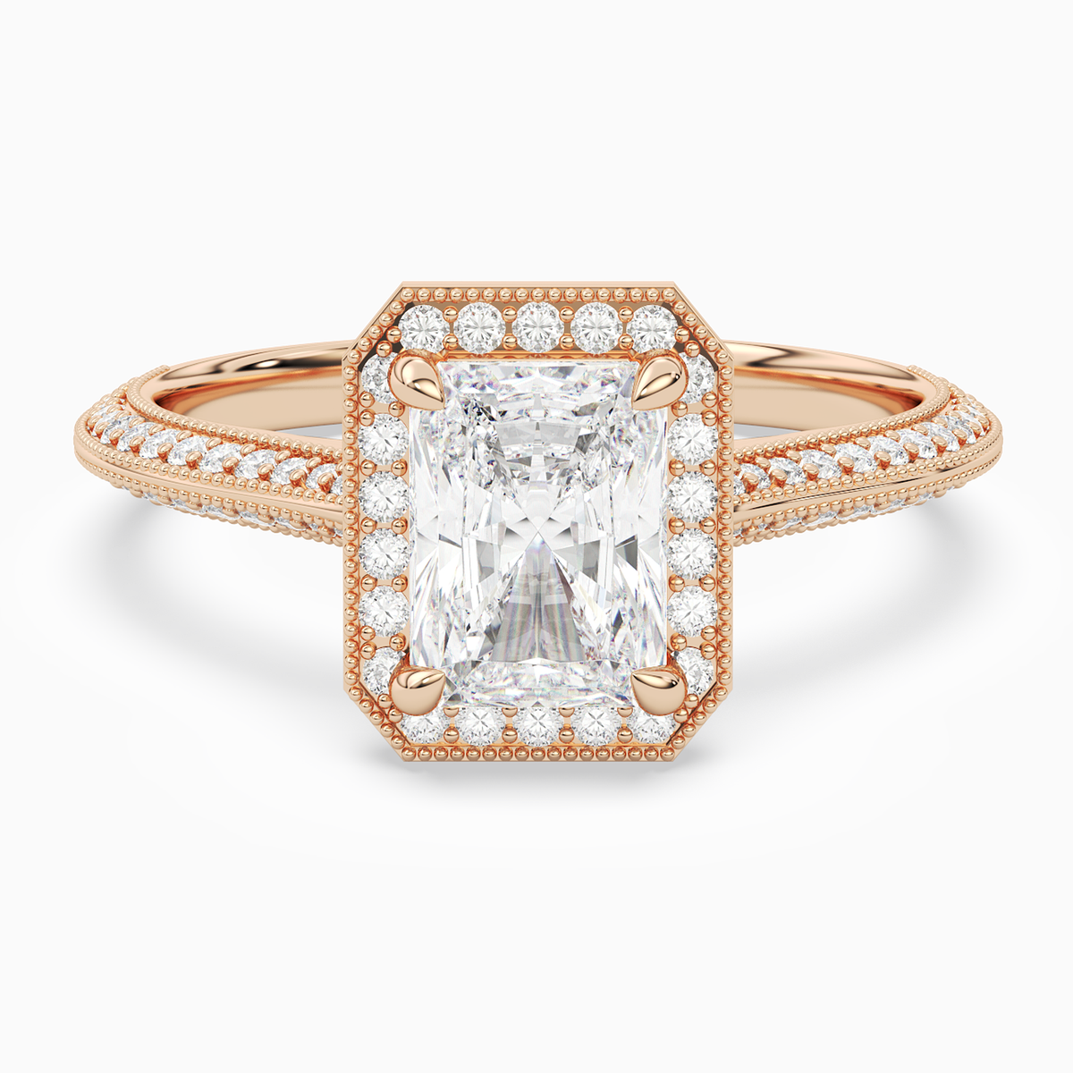 Radiant Octagon Halo in 14K Rose Gold main white