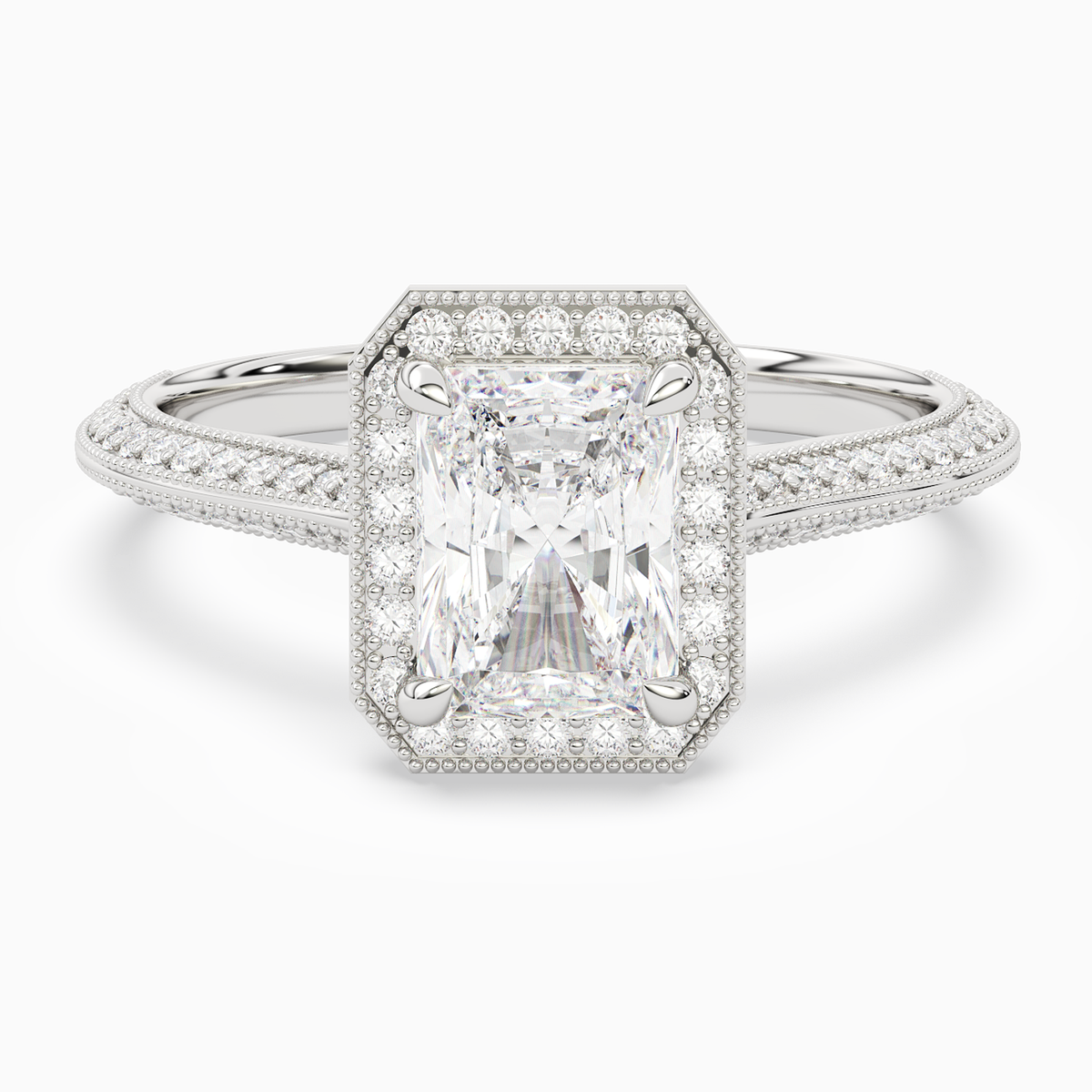 Radiant Octagon Halo in 14K White Gold main white