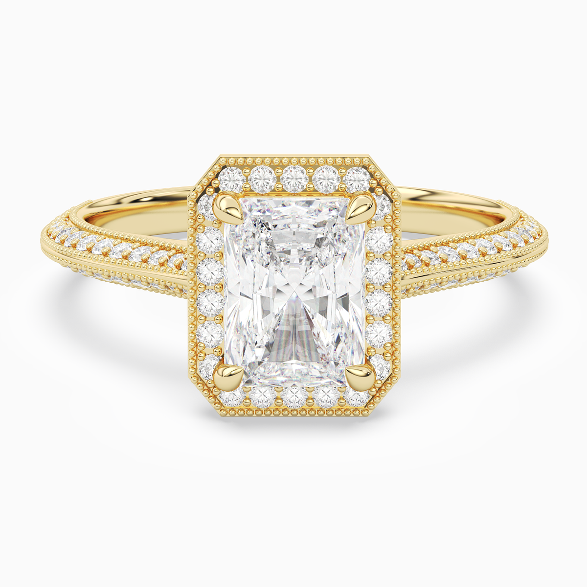 Radiant Octagon Halo in 14K Yellow Gold main white