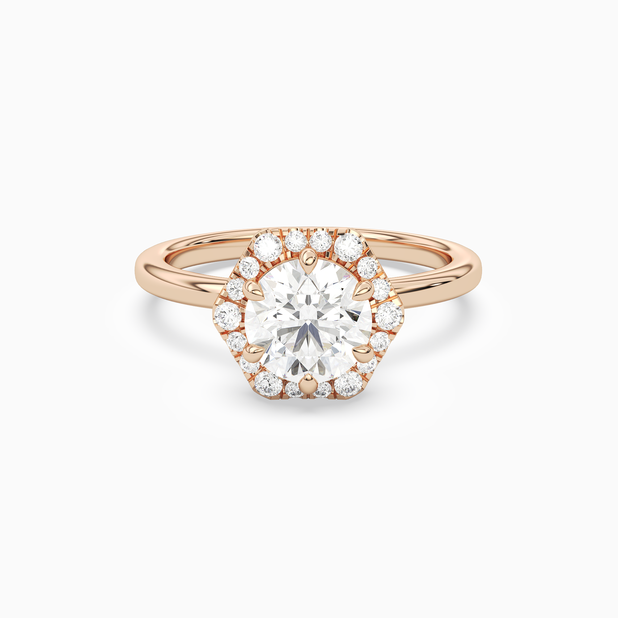 Round Halo in 14K Rose Gold main white
