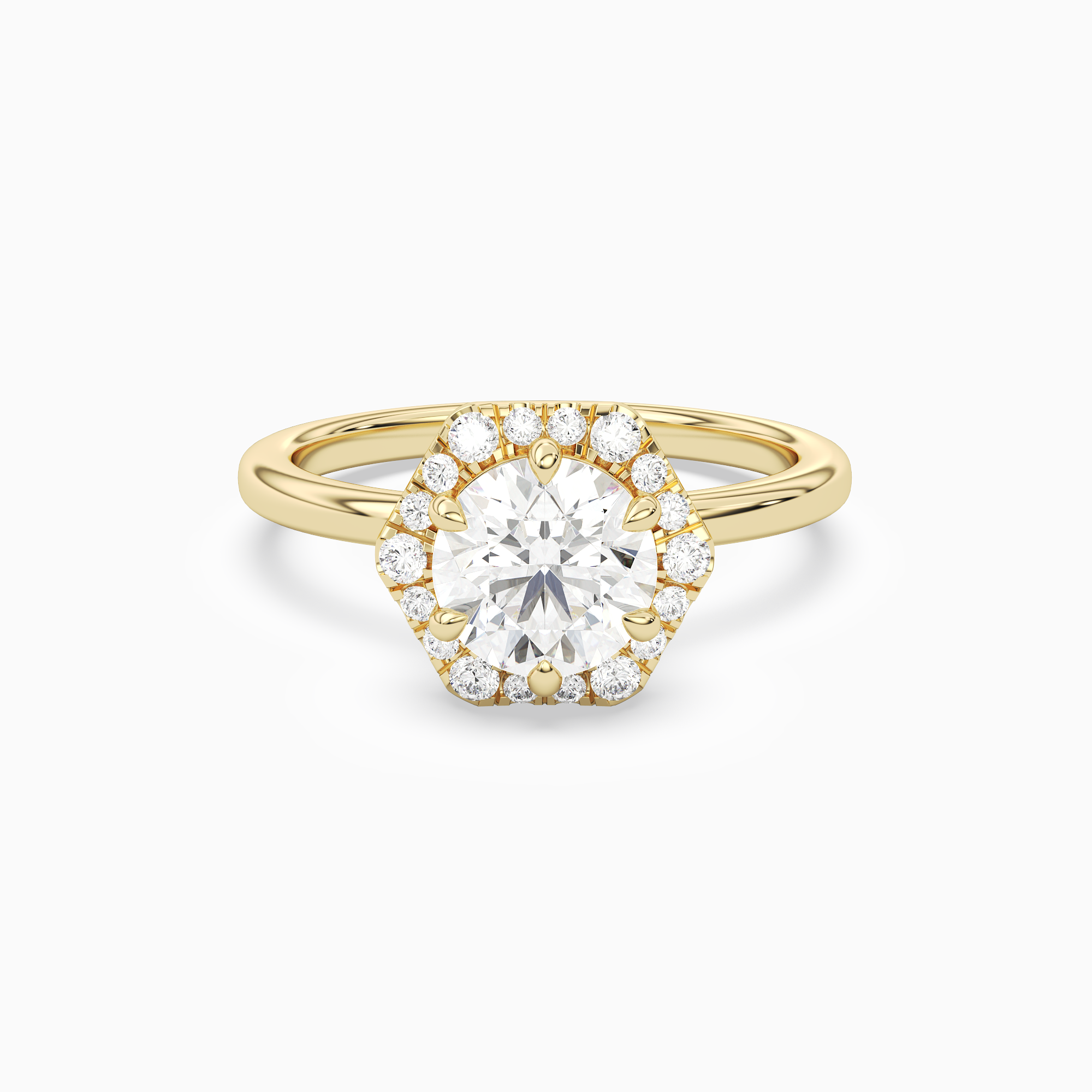 Round Halo in 18K Yellow Gold main white