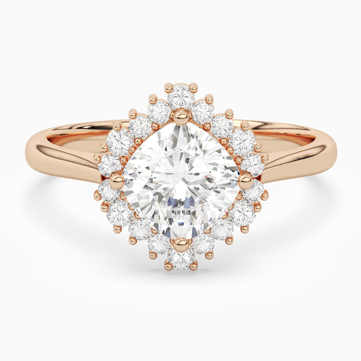 Cushion Cluster Halo in 14K Rose Gold main white