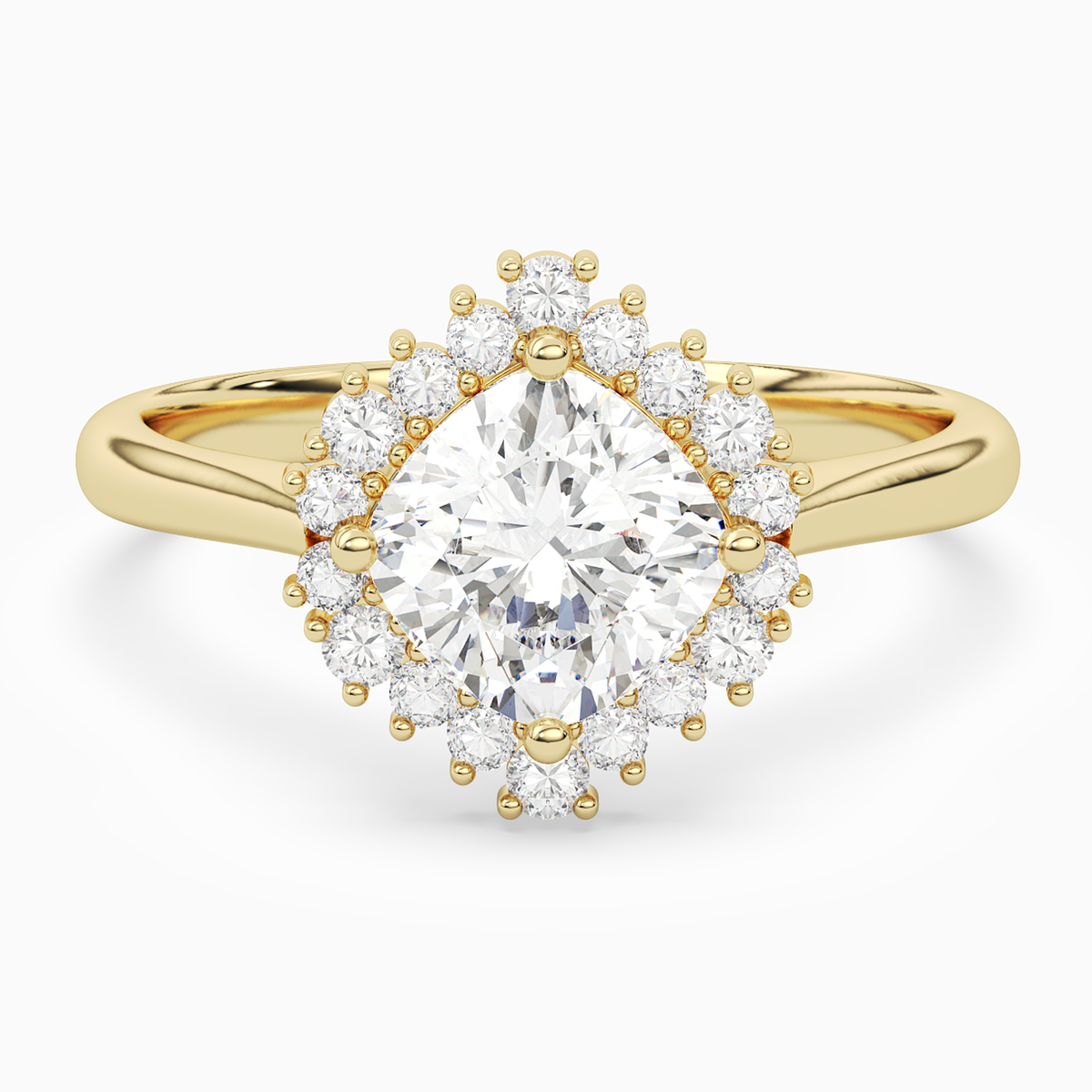 Cushion Cluster Halo in 18K Yellow Gold main white