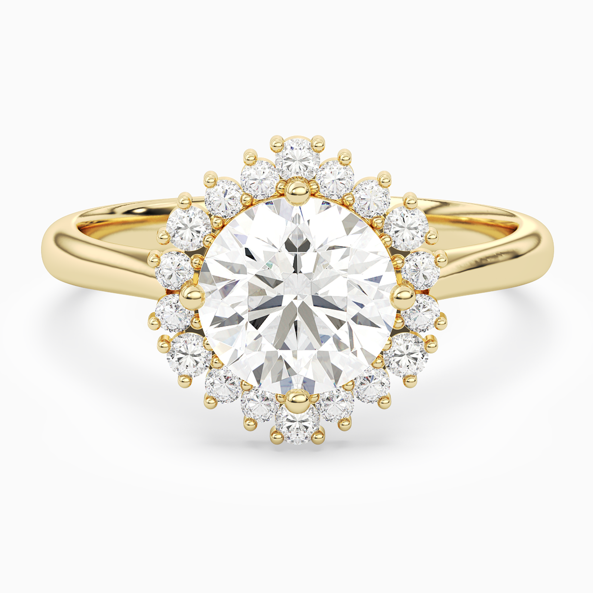 Round Cluster Halo in 14K Yellow Gold main white