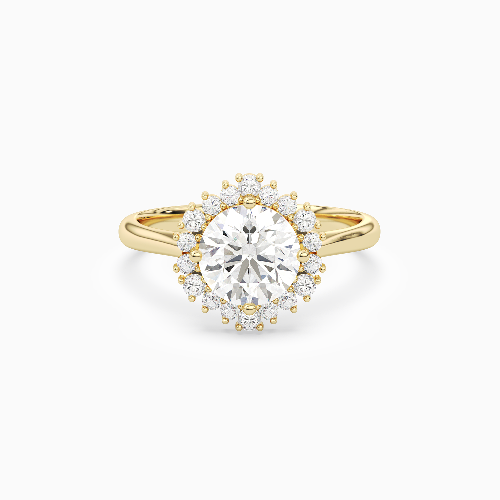 Round Cluster Halo in 18K Yellow Gold main white