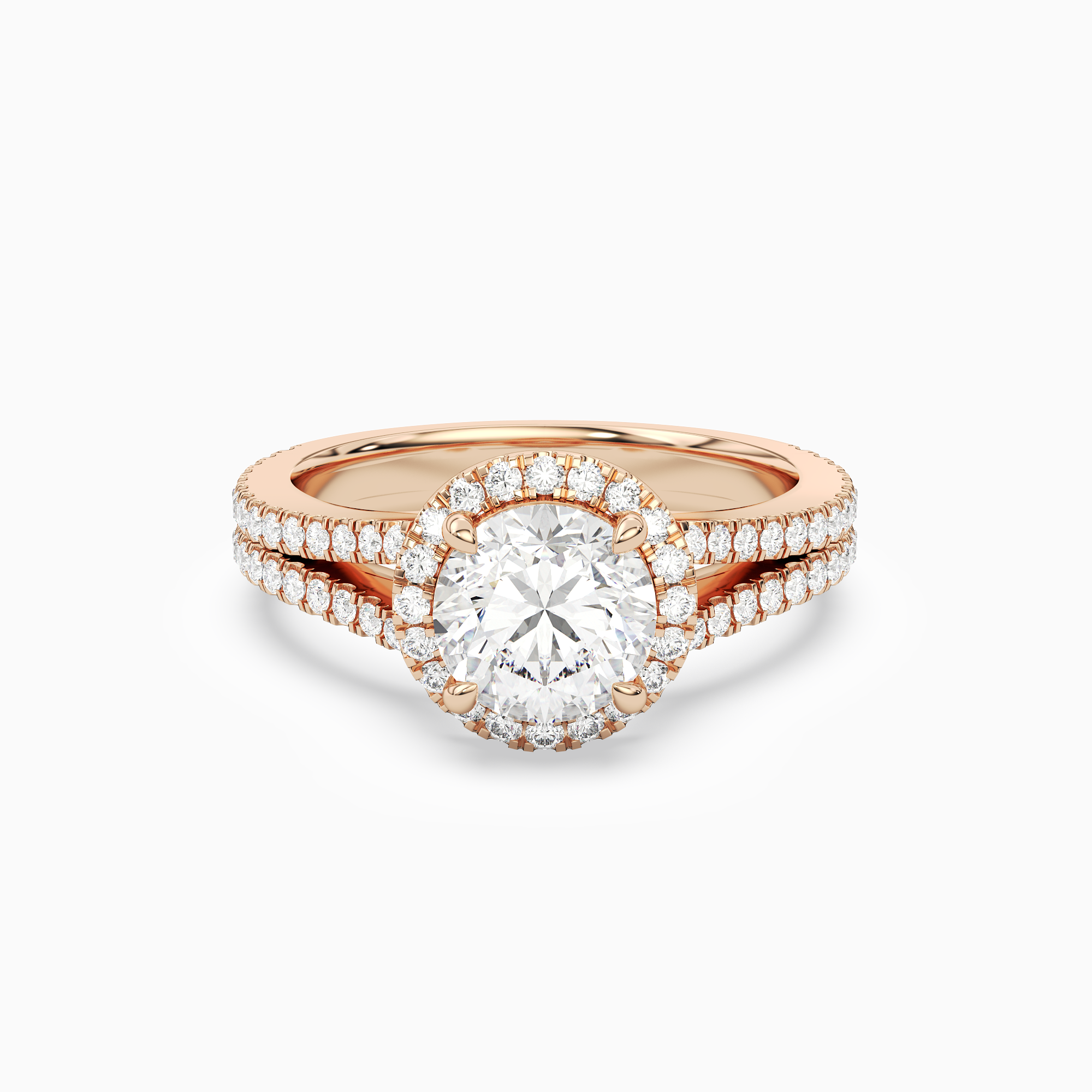 Round Split Shank Halo in 14K Rose Gold main white