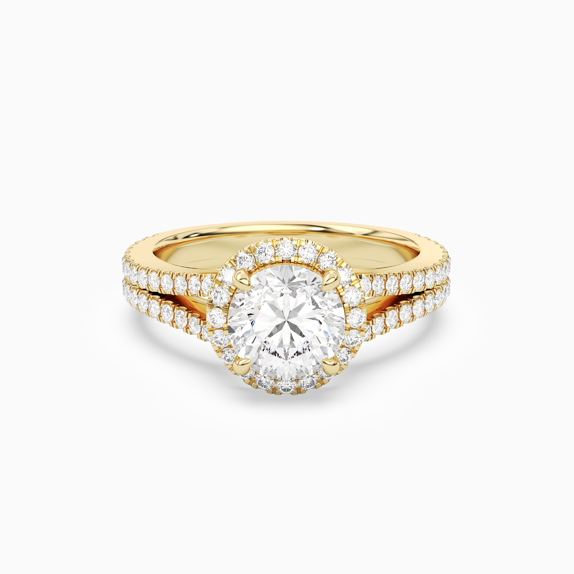 Round Split Shank Halo in 18K Yellow Gold main white