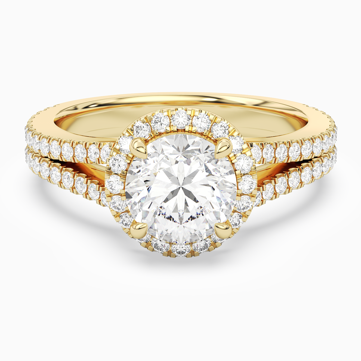 Round Split Shank Halo in 18K Yellow Gold main white