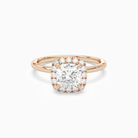 Cushion Scalloped Halo Baseline in 14K Rose Gold main white