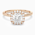 Cushion Scalloped Halo Baseline in 14K Rose Gold main white