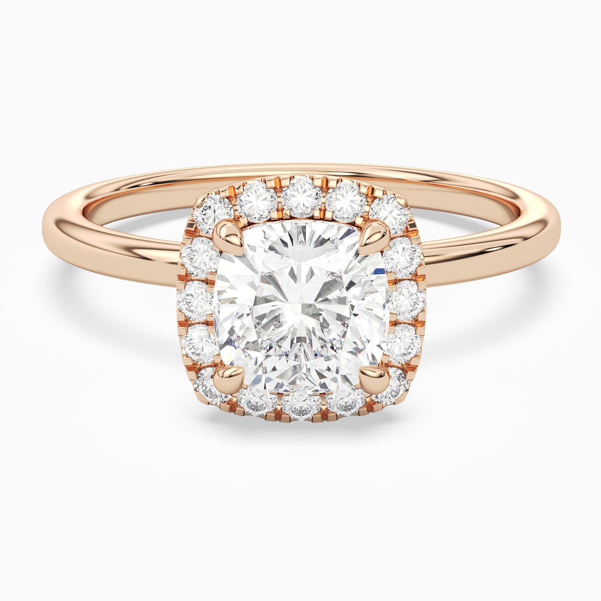 Cushion Scalloped Halo Baseline in 14K Rose Gold main white