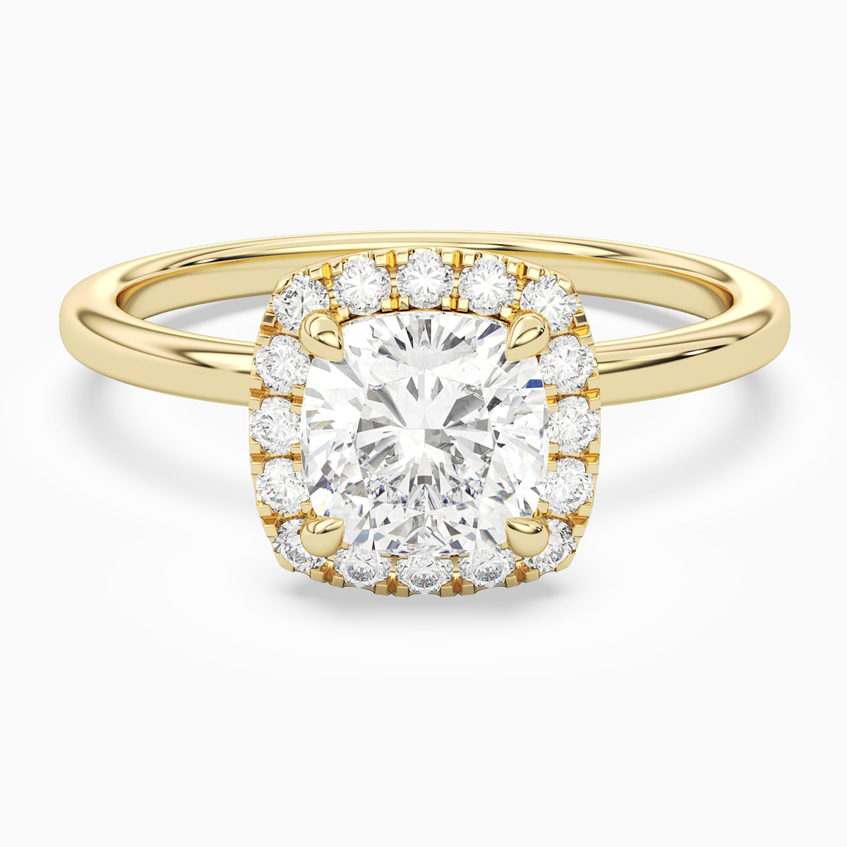 Cushion Scalloped Halo Baseline in 14K Yellow Gold main white