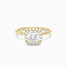 Cushion Scalloped Halo Baseline in 18K Yellow Gold main white