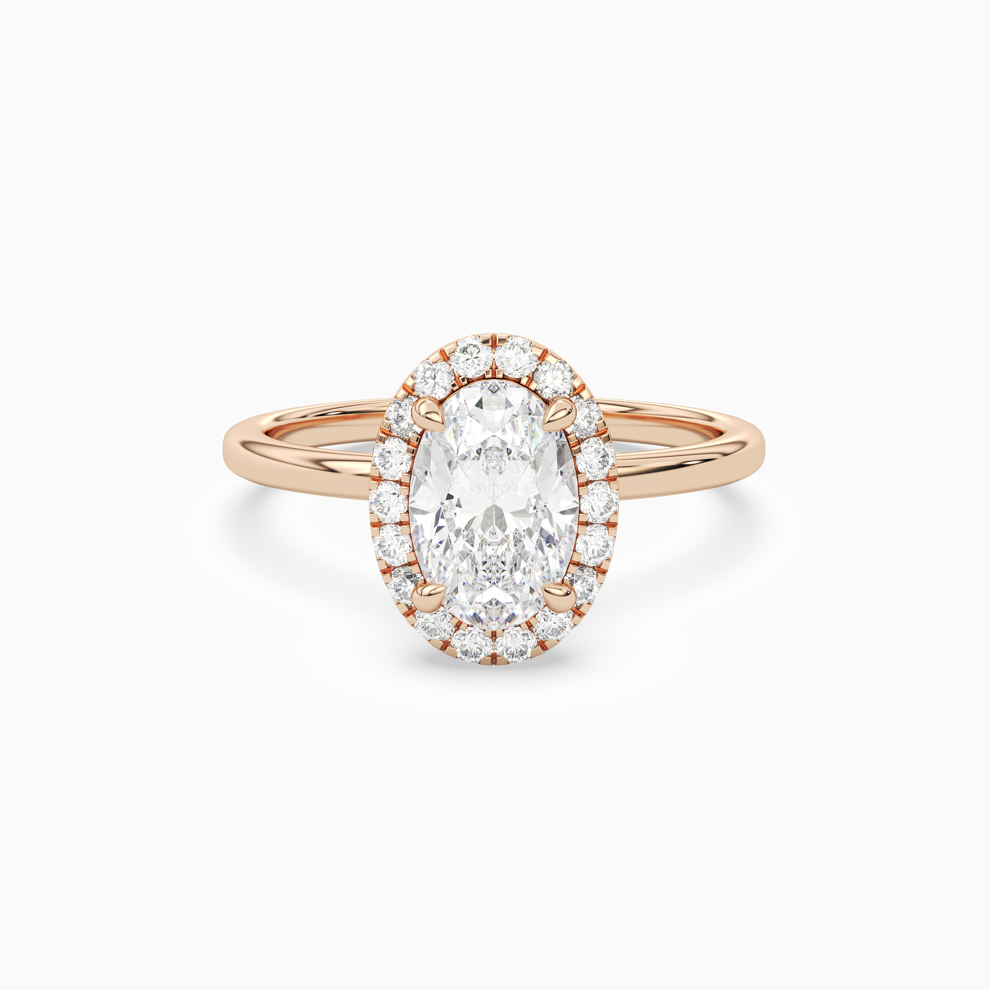 Oval Scalloped Halo Baseline in 14K Rose Gold main white