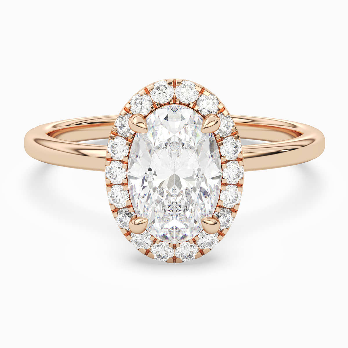 Oval Scalloped Halo Baseline in 14K Rose Gold main white