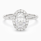 Oval Scalloped Halo Baseline in 14K White Gold main white