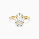 Oval Scalloped Halo Baseline in 14K Yellow Gold main white