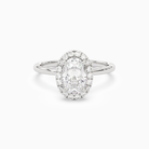 Oval Scalloped Halo Baseline in 18K White Gold main white