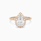Pear Scalloped Halo Baseline in 14K Rose Gold main white