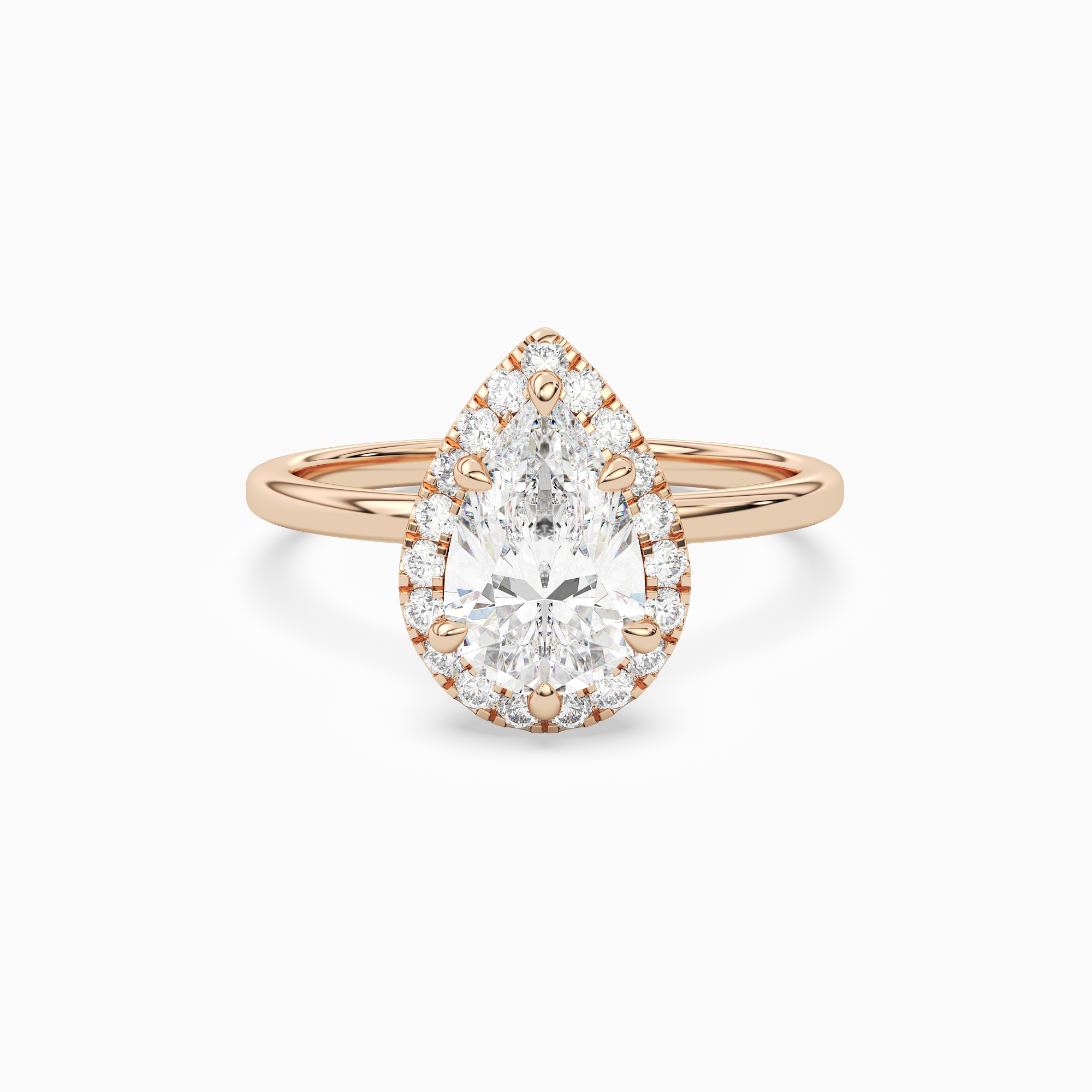 Pear Scalloped Halo Baseline in 14K Rose Gold main white