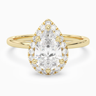 Pear Scalloped Halo Baseline in 14K Yellow Gold main white
