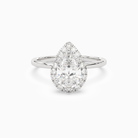 Pear Scalloped Halo Baseline in 18K White Gold main white