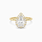Pear Scalloped Halo Baseline in 18K Yellow Gold main white