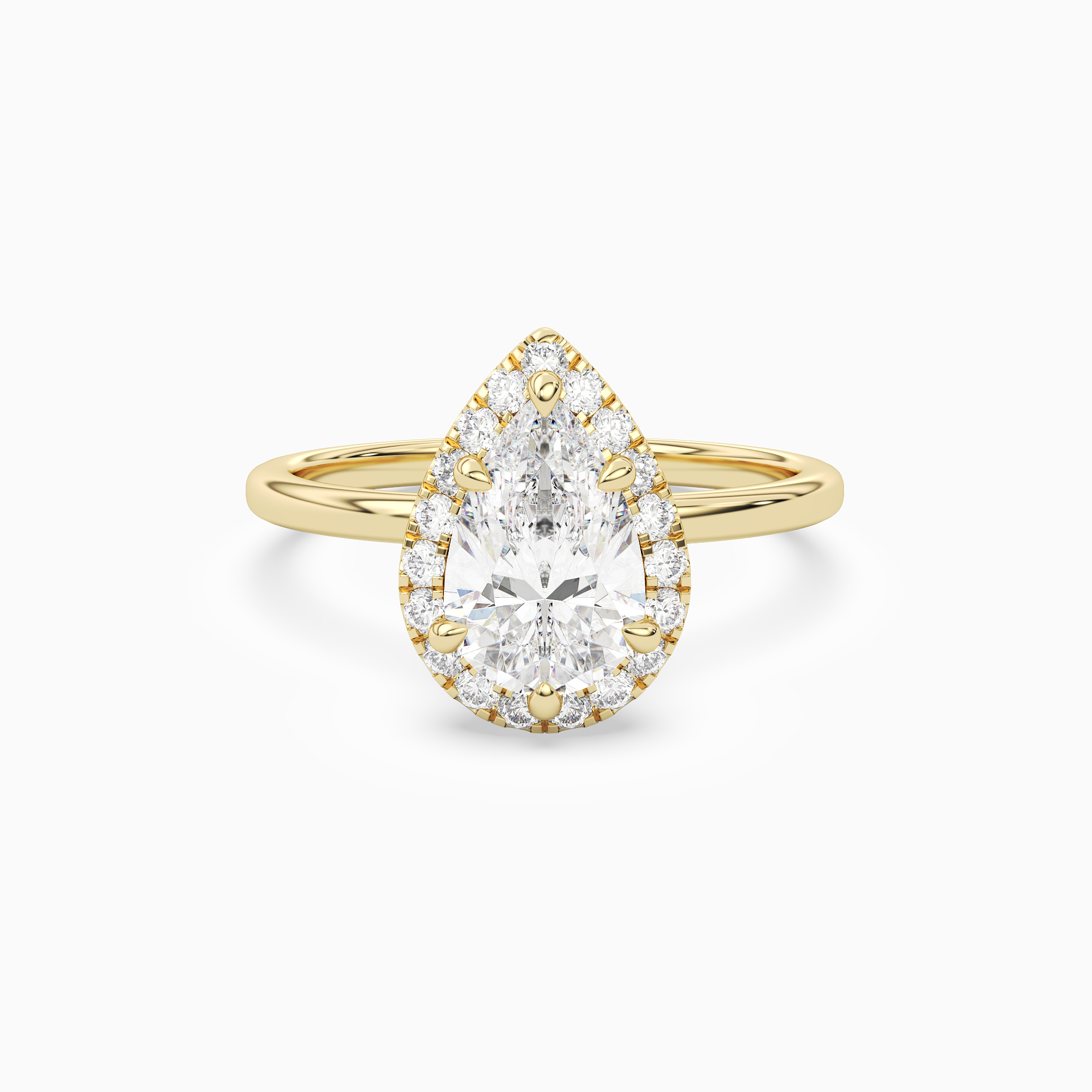 Pear Scalloped Halo Baseline in 18K Yellow Gold main white