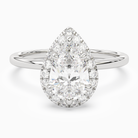 Pear Scalloped Halo Baseline in Platinum main white