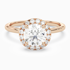 Round Scalloped Halo Baseline in 14K Rose Gold main white