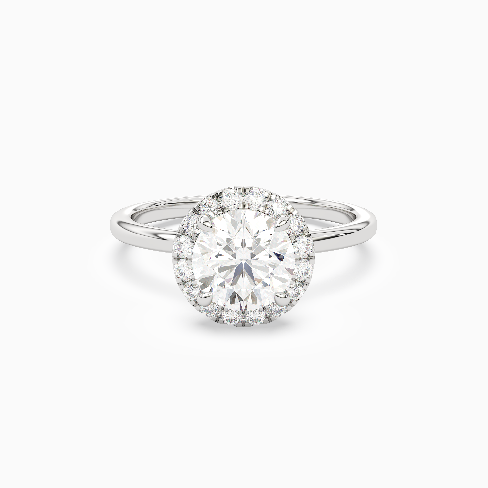 Round Scalloped Halo Baseline in 18K White Gold main white