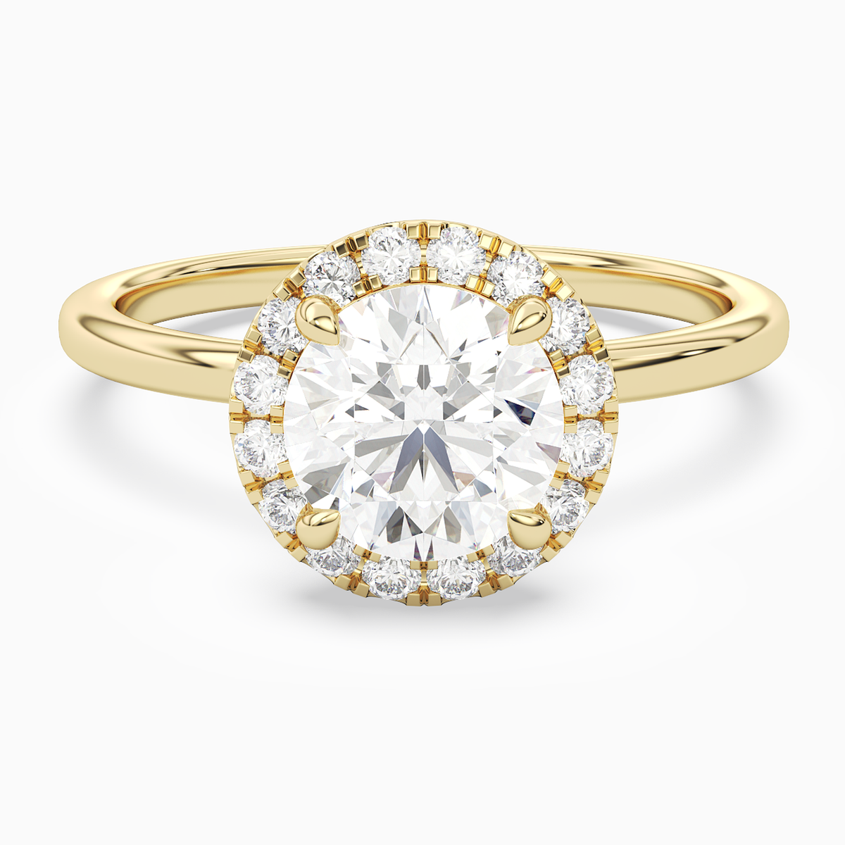 Round Scalloped Halo Baseline in 18K Yellow Gold main white