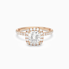 Cushion Scalloped Halo Pavé in 14K Rose Gold main white