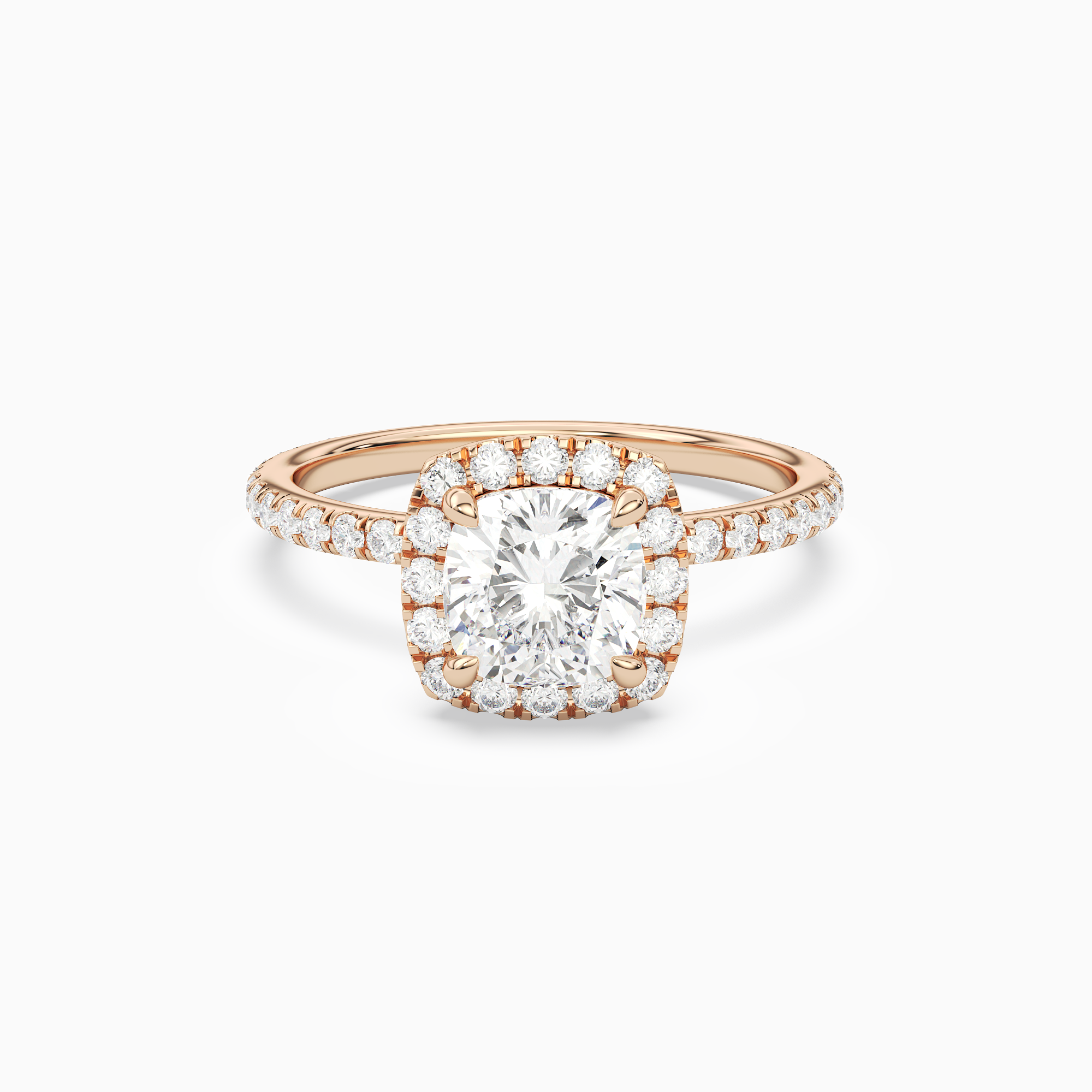Cushion Scalloped Halo Pavé in 14K Rose Gold main white