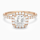Cushion Scalloped Halo Pavé in 14K Rose Gold main white