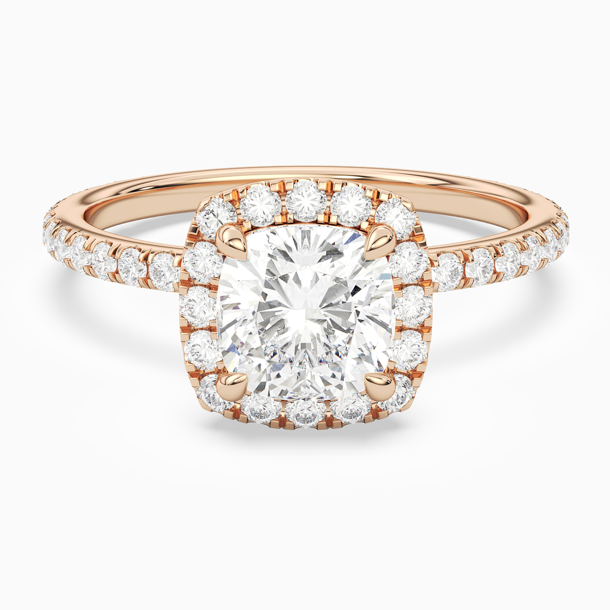 Cushion Scalloped Halo Pavé in 14K Rose Gold main white