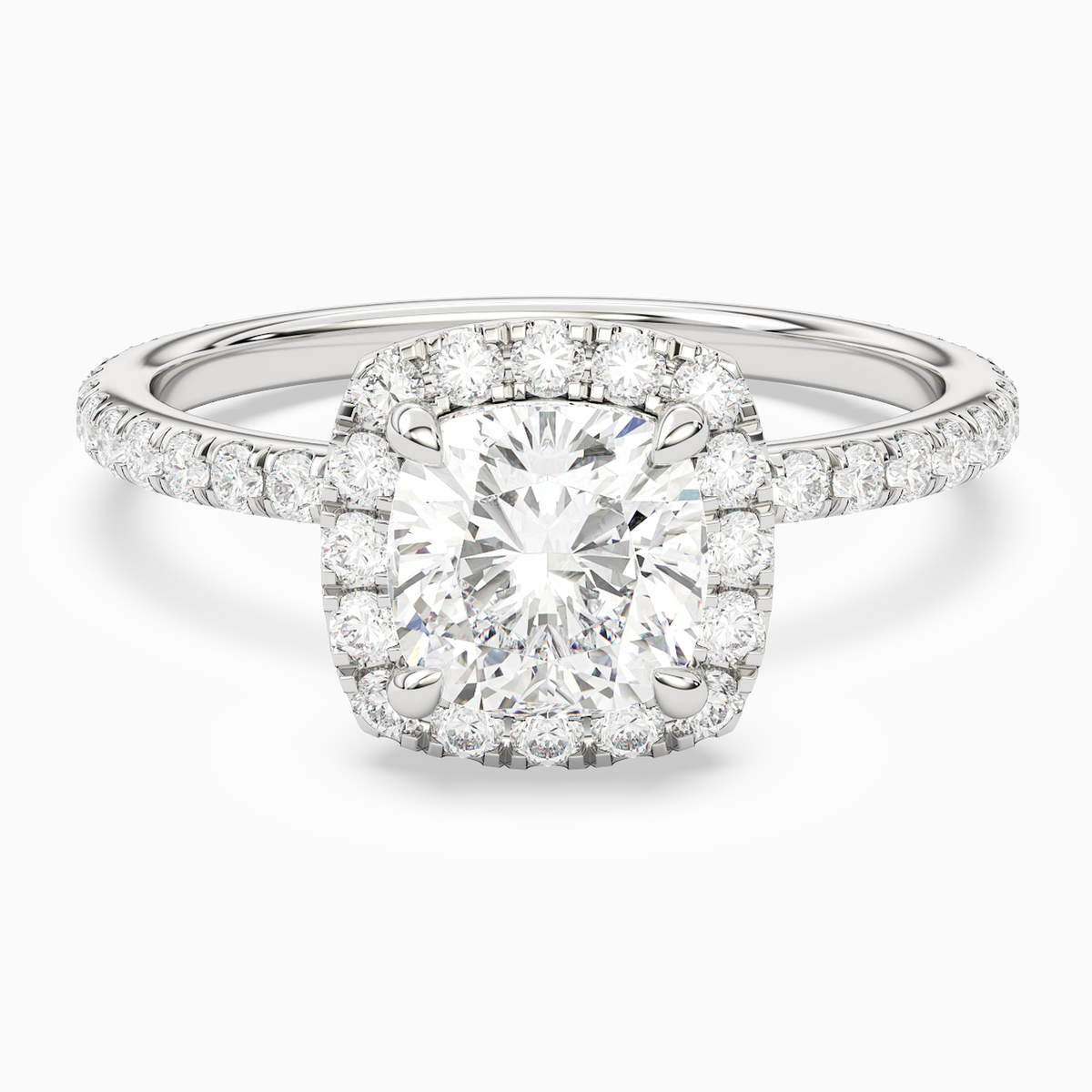 Cushion Scalloped Halo Pavé in 14K White Gold main white