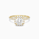 Cushion Scalloped Halo Pavé in 14K Yellow Gold main white