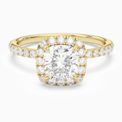 Cushion Scalloped Halo Pavé in 14K Yellow Gold main white