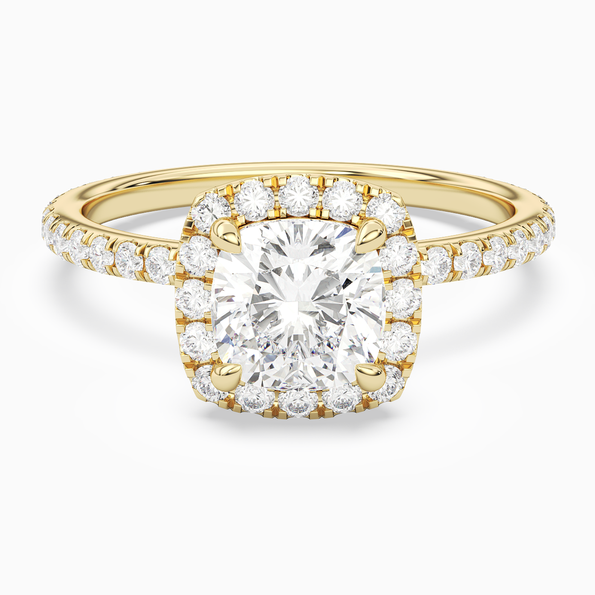 Cushion Scalloped Halo Pavé in 14K Yellow Gold main white