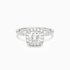 Cushion Scalloped Halo Pavé in Platinum main white